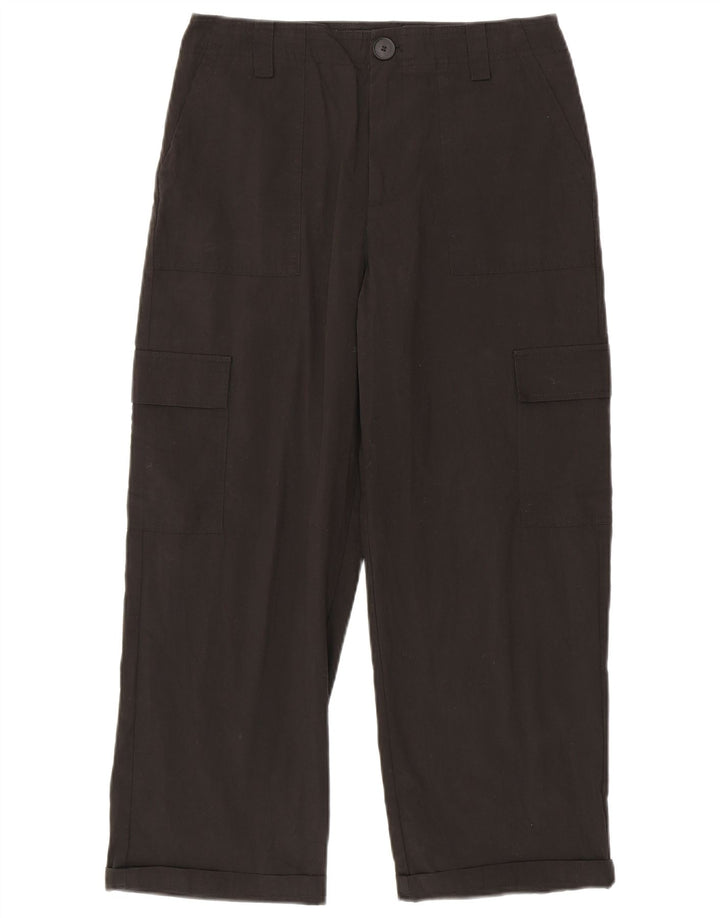 Zara Womens Straight Cargo Trousers Medium W28 L25 Black Cotton