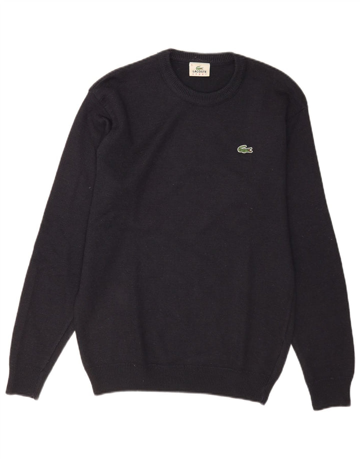 Lacoste Mens Crew Neck Jumper Sweater Size 5 Large Navy Blue Wool