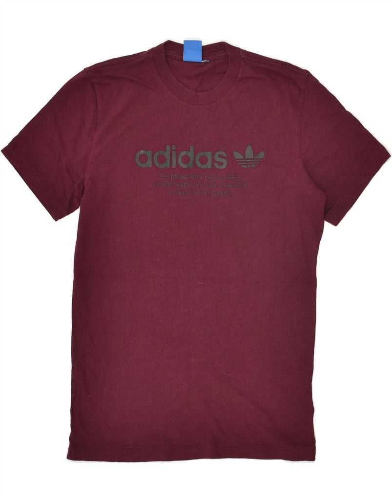 ADIDAS Mens Graphic T-Shirt Top Small Maroon Cotton | Vintage Adidas | Thrift | Second-Hand Adidas | Used Clothing | Messina Hembry 