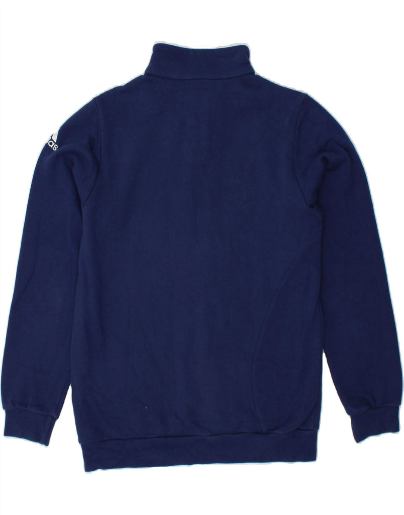 ADIDAS Boys Zip Neck Sweatshirt Jumper 15-16 Years Navy Blue Cotton | Vintage Adidas | Thrift | Second-Hand Adidas | Used Clothing | Messina Hembry 