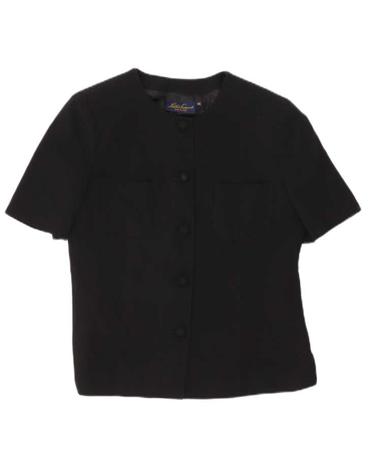 Luisa Spagnoli Womens 5 Button Short Sleeve Blazer Jacket IT 46 Large Black