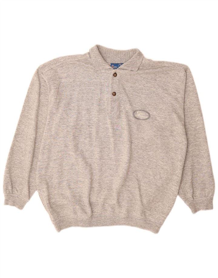 Vintage Mens Polo Neck Jumper Sweater XL Grey Flecked