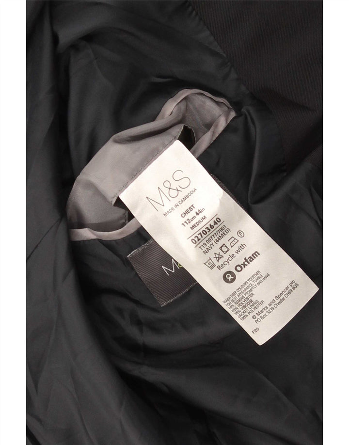 Marks & Spencer Mens 2 Button Blazer Jacket Size 44 XL Black Viscose