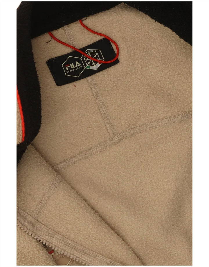 Fila Mens Fleece Jacket UK 38 Medium Beige Colourblock