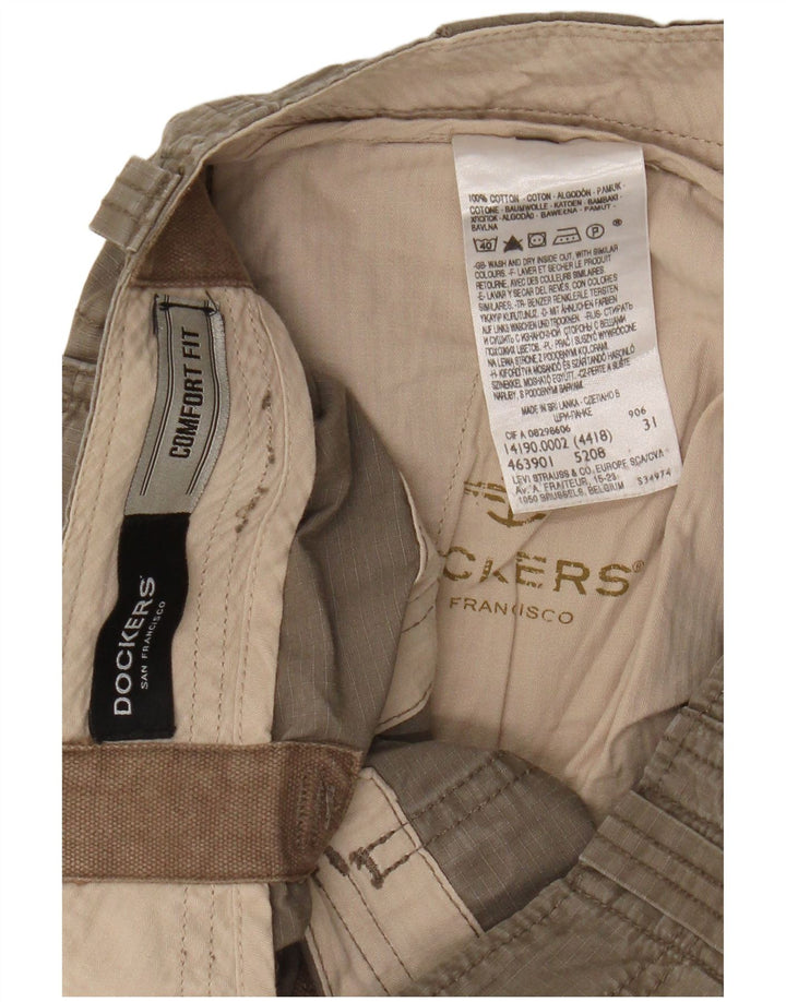 Dockers Mens Comfort Fit Cargo Shorts W31 Medium Khaki Cotton