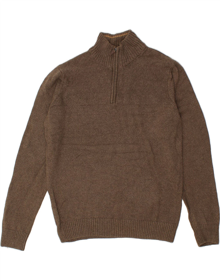 DOCKERS Mens Zip Neck Jumper Sweater Medium Khaki Cotton Vintage Dockers and Second-Hand Dockers from Messina Hembry 