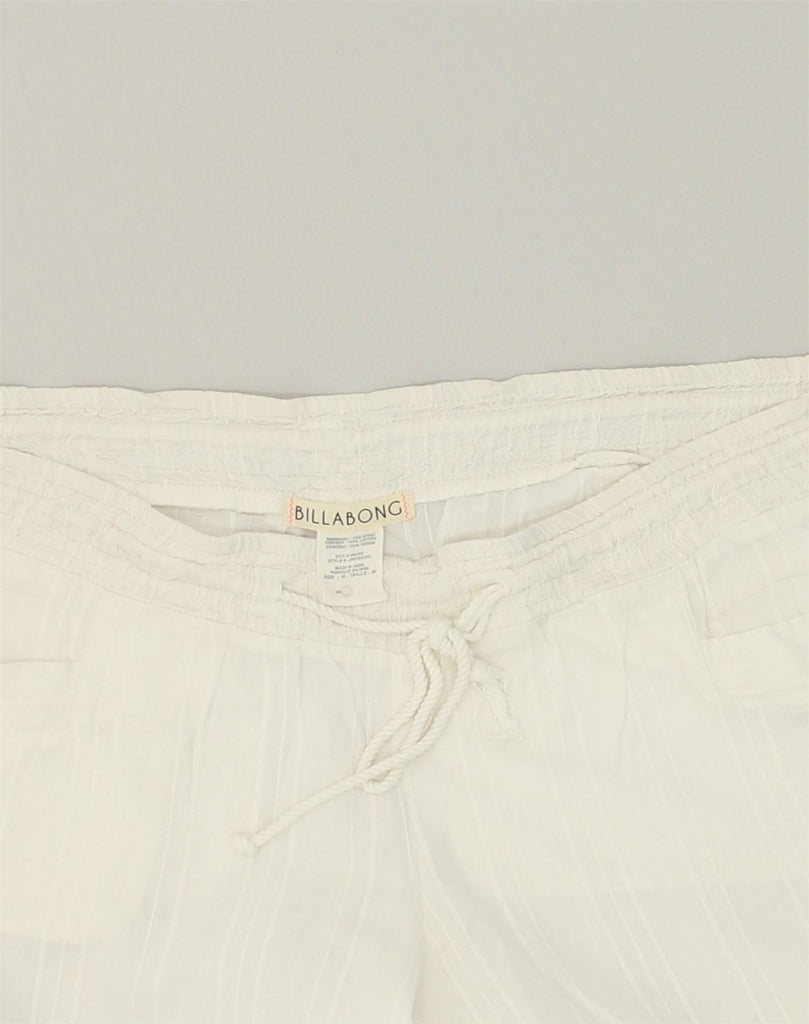 BILLABONG Womens Bootcut Casual Trousers UK 12 Medium W34 White Cotton | Vintage Billabong | Thrift | Second-Hand Billabong | Used Clothing | Messina Hembry 