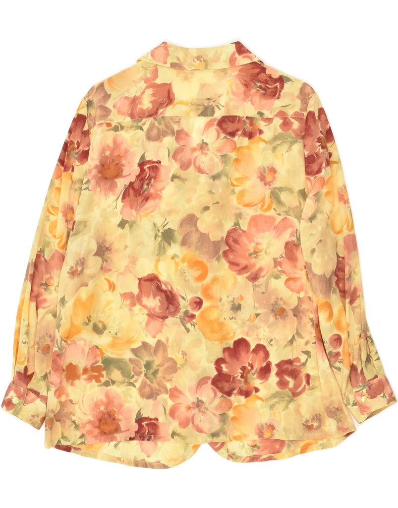 RENATO BALESTRA Womens See Through Shirt IT 50 XL Yellow Floral Acetate | Vintage Renato Balestra | Thrift | Second-Hand Renato Balestra | Used Clothing | Messina Hembry 