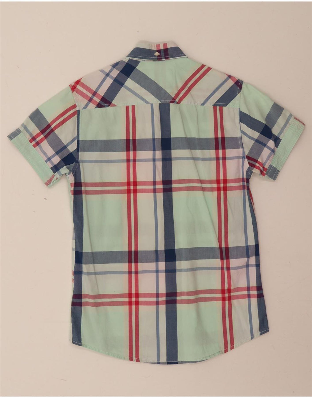 Jack & Jones Mens Short Sleeve Shirt Small Green Plaid