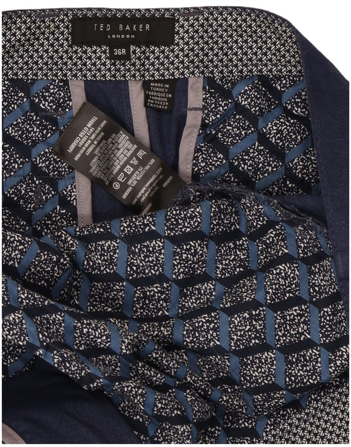 Ted Baker Mens Slim Suit Trousers W36 L28 Navy Blue Polyester