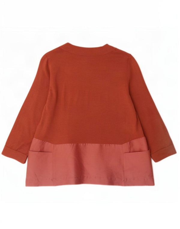 Cos Womens Boat Neck Jumper Sweater UK 10 Small Brown Colourblock Wool