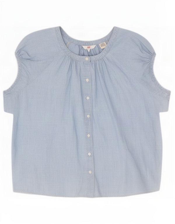 Levi's Womens Oversized Shirt Blouse UK 16 Large Blue Cotton