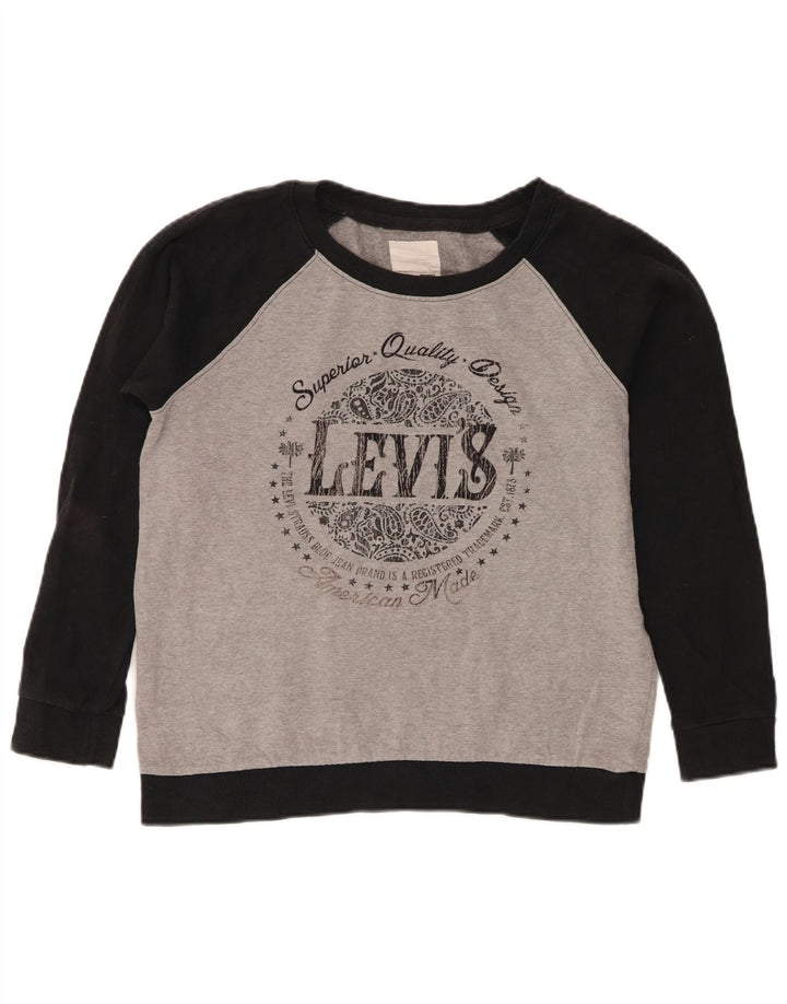 Levi's Womens Graphic Sweatshirt Jumper UK 10 Small Grey Colourblock