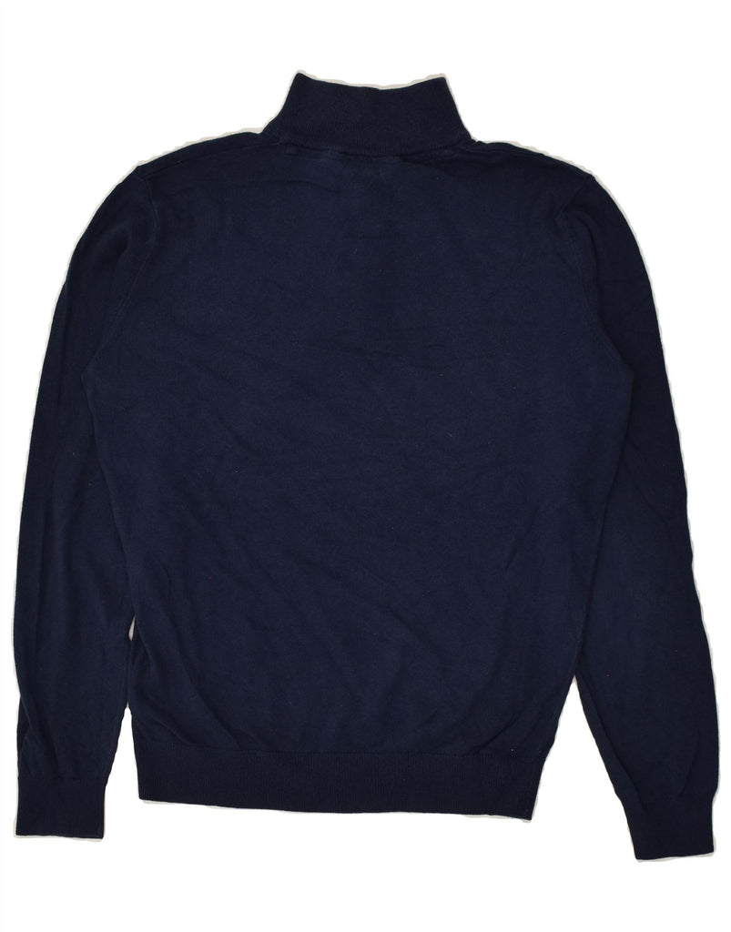 CREW CLOTHING Mens Zip Neck Jumper Sweater Small Navy Blue Cotton | Vintage Crew Clothing | Thrift | Second-Hand Crew Clothing | Used Clothing | Messina Hembry 