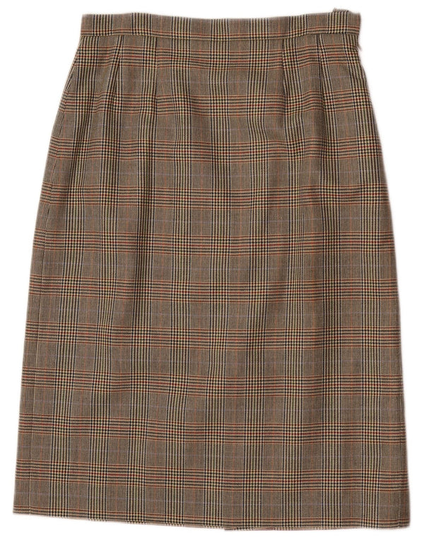Aquascutum Womens Straight Skirt W32 Large Brown Houndstooth