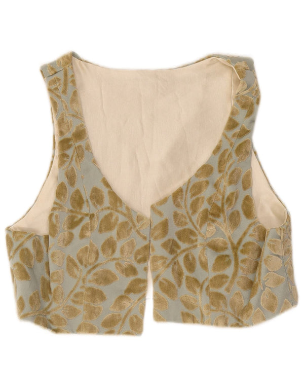 Vintage Womens Waistcoat UK 16 Large Blue Floral