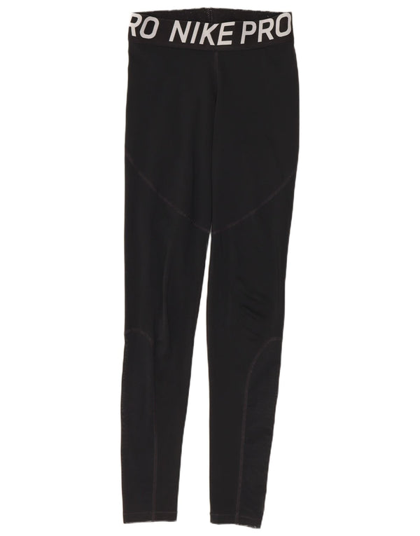 Nike Womens Graphic Leggings UK 8 Small  Black Polyester