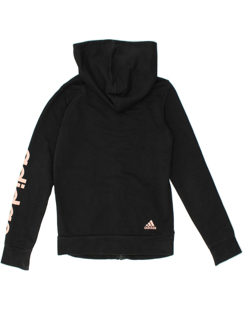 ADIDAS Womens Graphic Zip Hoodie Sweater UK 8-10 Small Black Cotton | Vintage Adidas | Thrift | Second-Hand Adidas | Used Clothing | Messina Hembry 