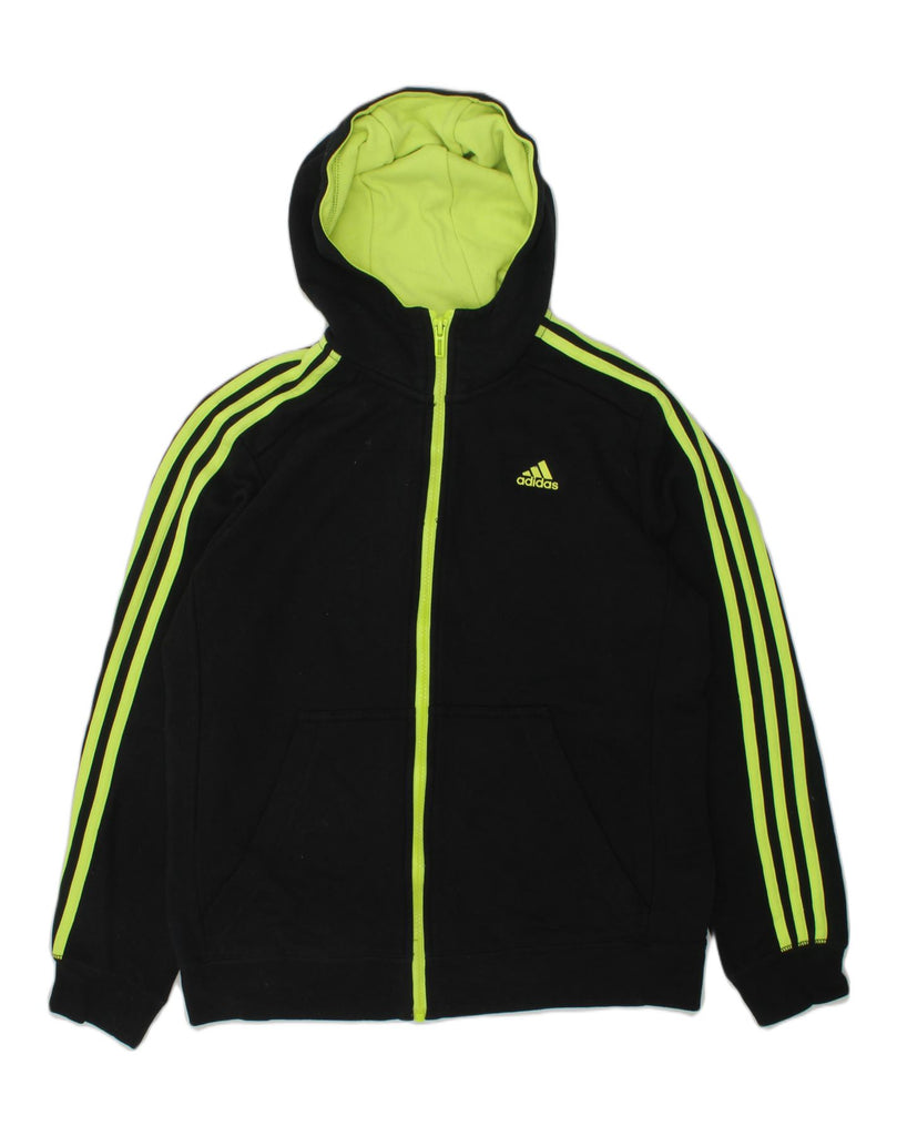 ADIDAS Boys Climalite Zip Hoodie Sweater 13-14 Years Black Polyester | Vintage Adidas | Thrift | Second-Hand Adidas | Used Clothing | Messina Hembry 