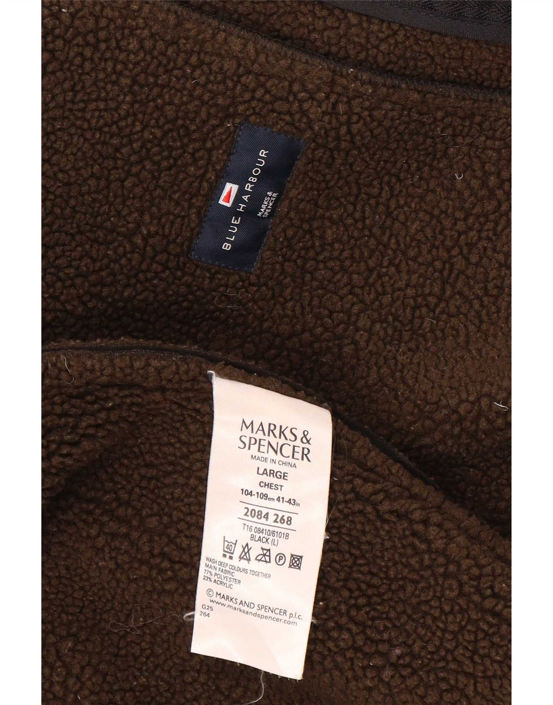 Marks & Spencer Mens Blue Harbour Sherpa Jacket UK 40 Large Black Polyester