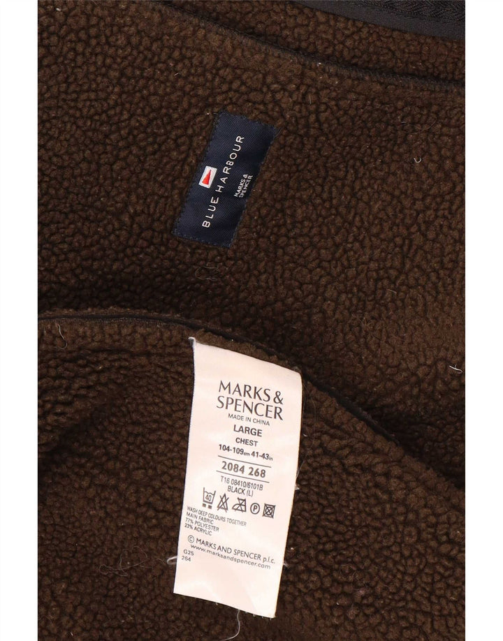Marks & Spencer Mens Blue Harbour Sherpa Jacket UK 40 Large Black Polyester