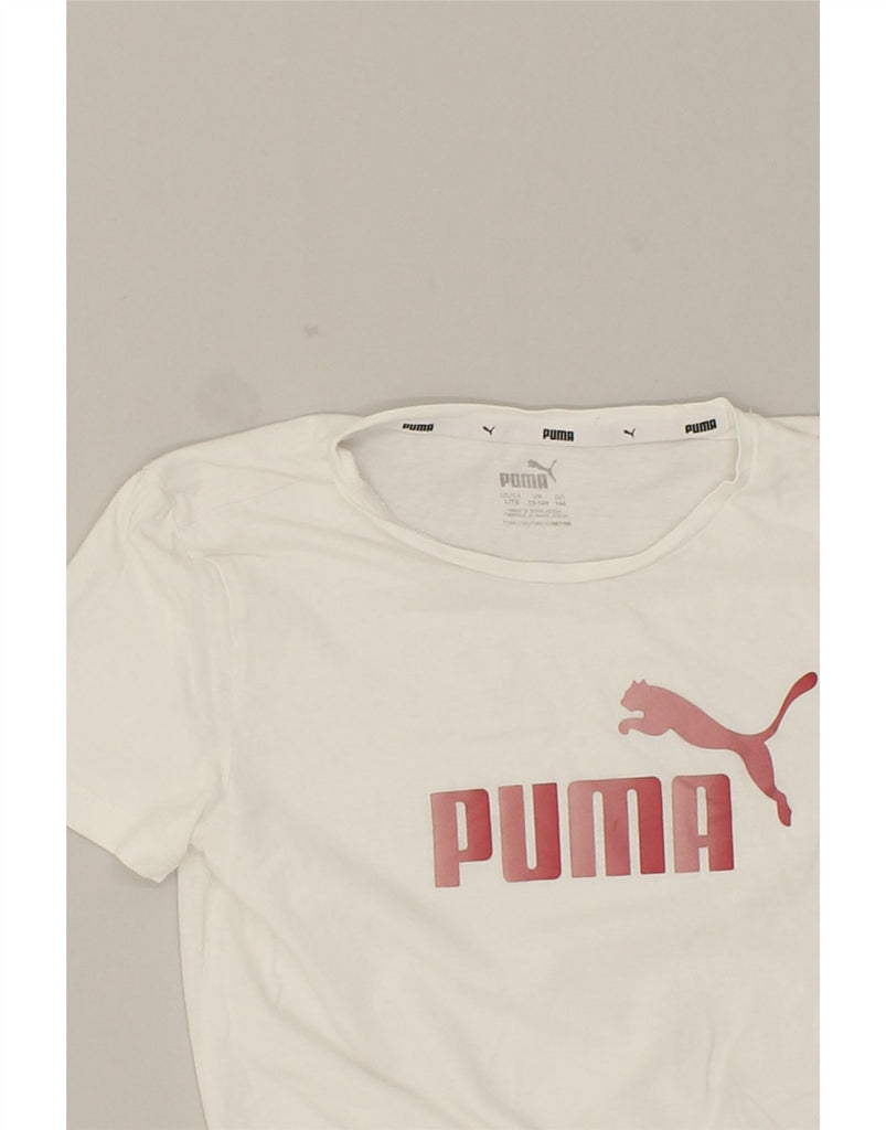 PUMA Girls Graphic T-Shirt Top 13-14 Years White | Vintage Puma | Thrift | Second-Hand Puma | Used Clothing | Messina Hembry 