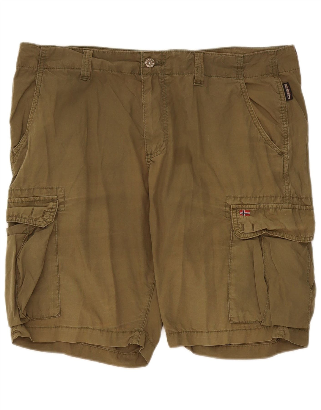 Napapijri Mens Cargo Shorts W36 Large Khaki Cotton