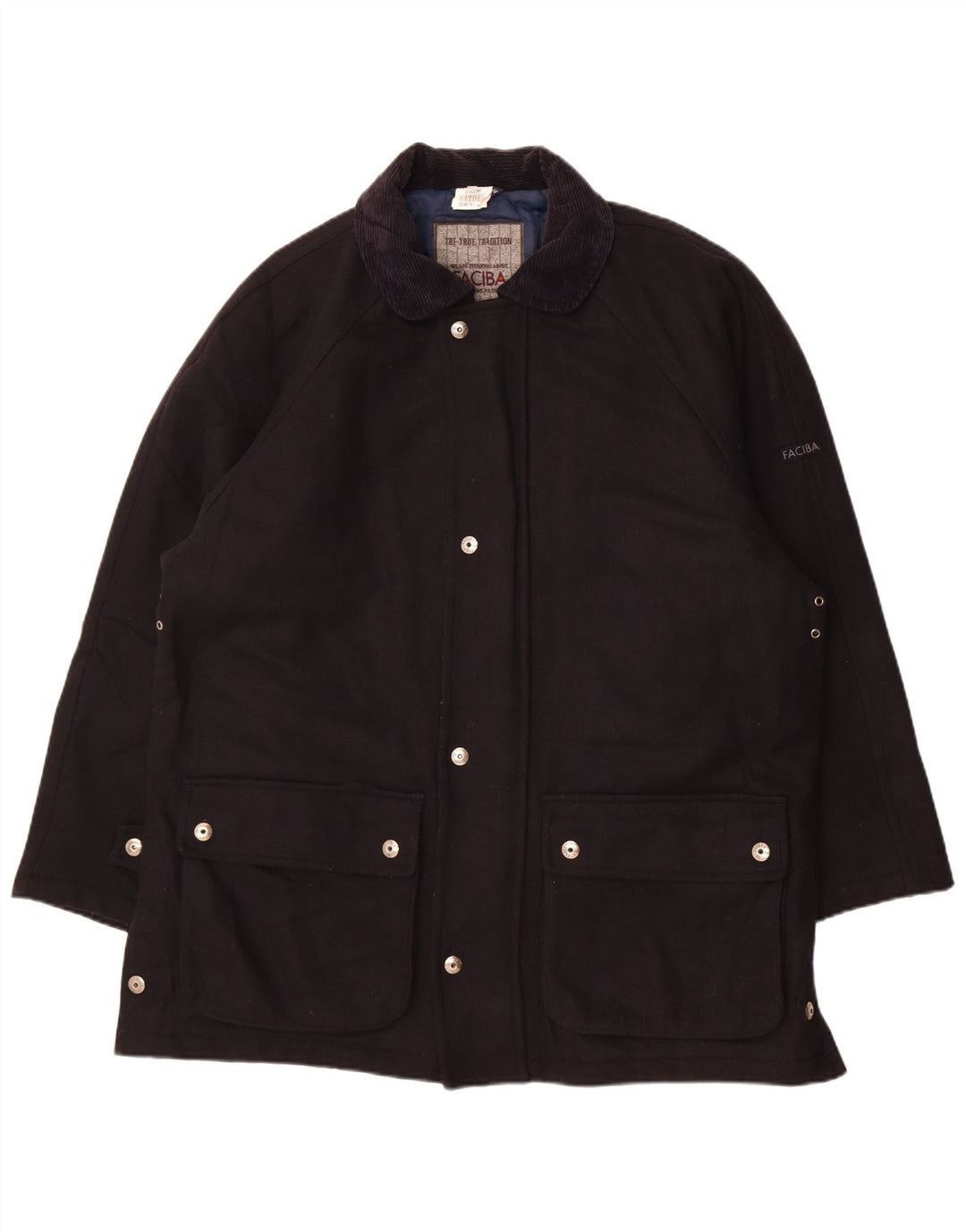 Faciba Mens Overcoat IT 50 Large Navy Blue Wool