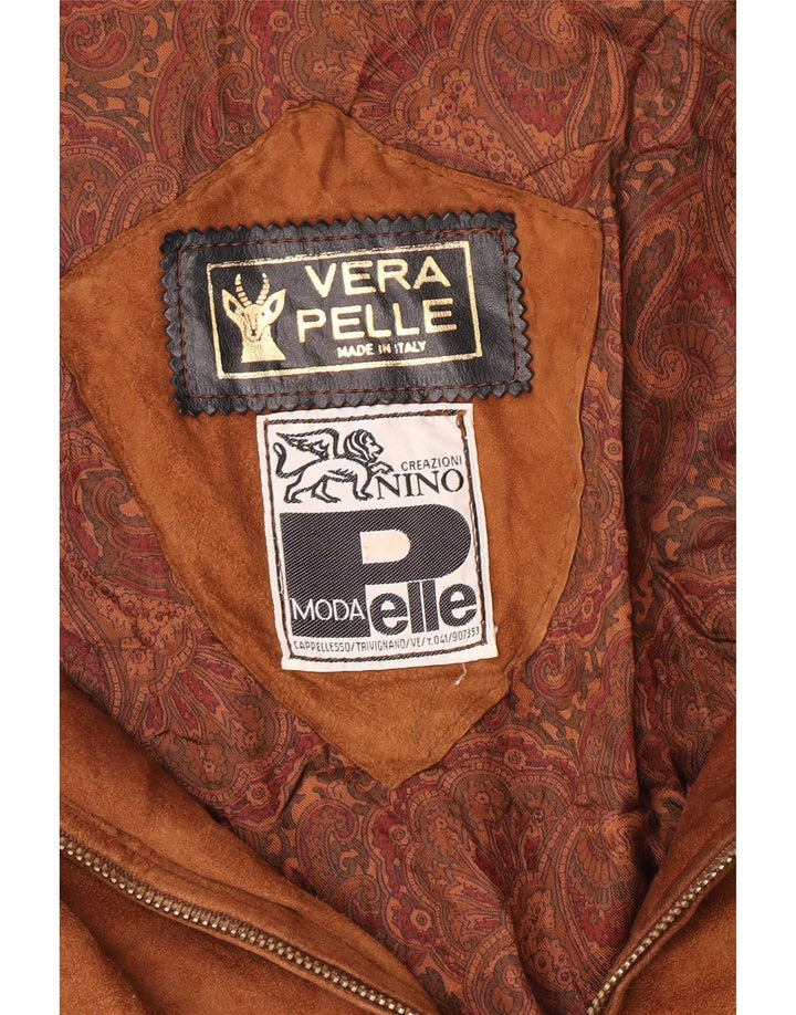 NINO Mens Bomber Suede Jacket UK 38 Medium Brown Leather