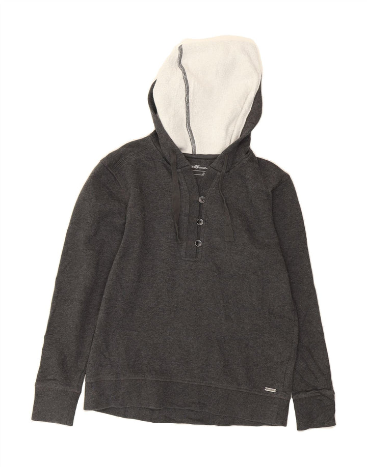 EDDIE BAUER Womens Oversized Hoodie Jumper UK 10 Small Grey Cotton Vintage Eddie Bauer and Second-Hand Eddie Bauer from Messina Hembry 