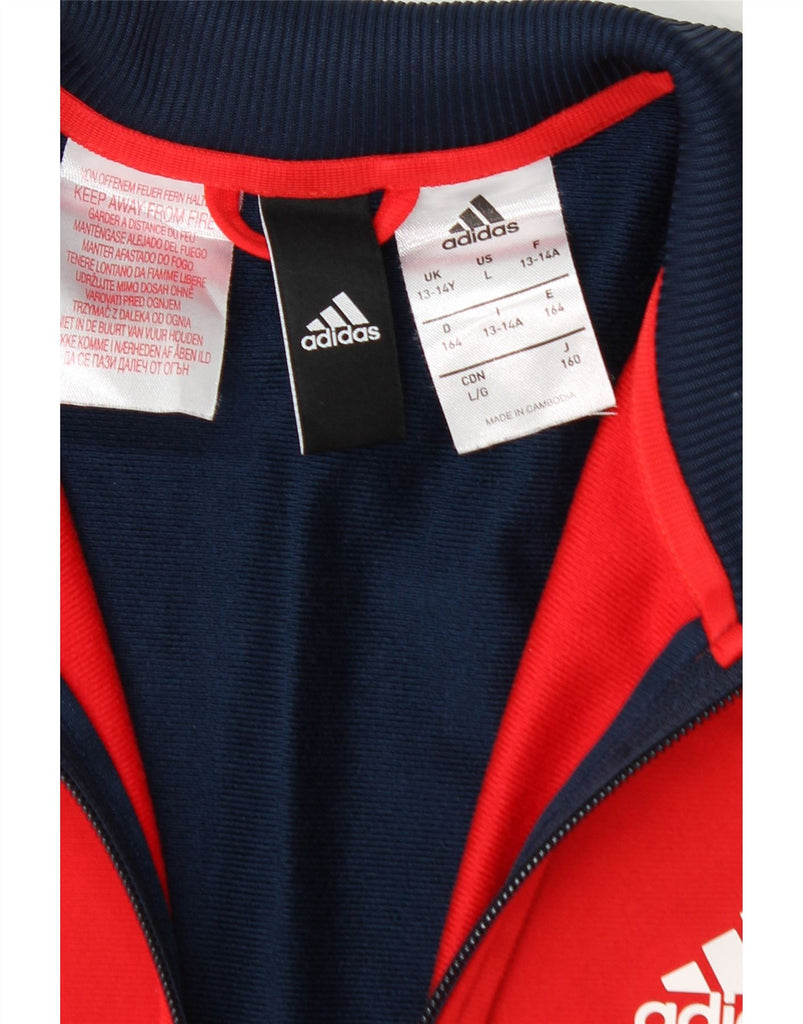 ADIDAS Boys Tracksuit Top Jacket 13-14 Years Navy Blue Colourblock Vintage Adidas and Second-Hand Adidas from Messina Hembry 