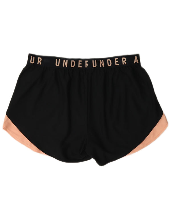 Under Armour Womens Heat Gear Graphic Sport Shorts UK 16 Large Black