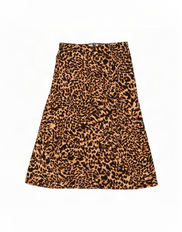 Zara Womens High Waist A-Line Skirt Large W30 Brown Animal Print Polyester