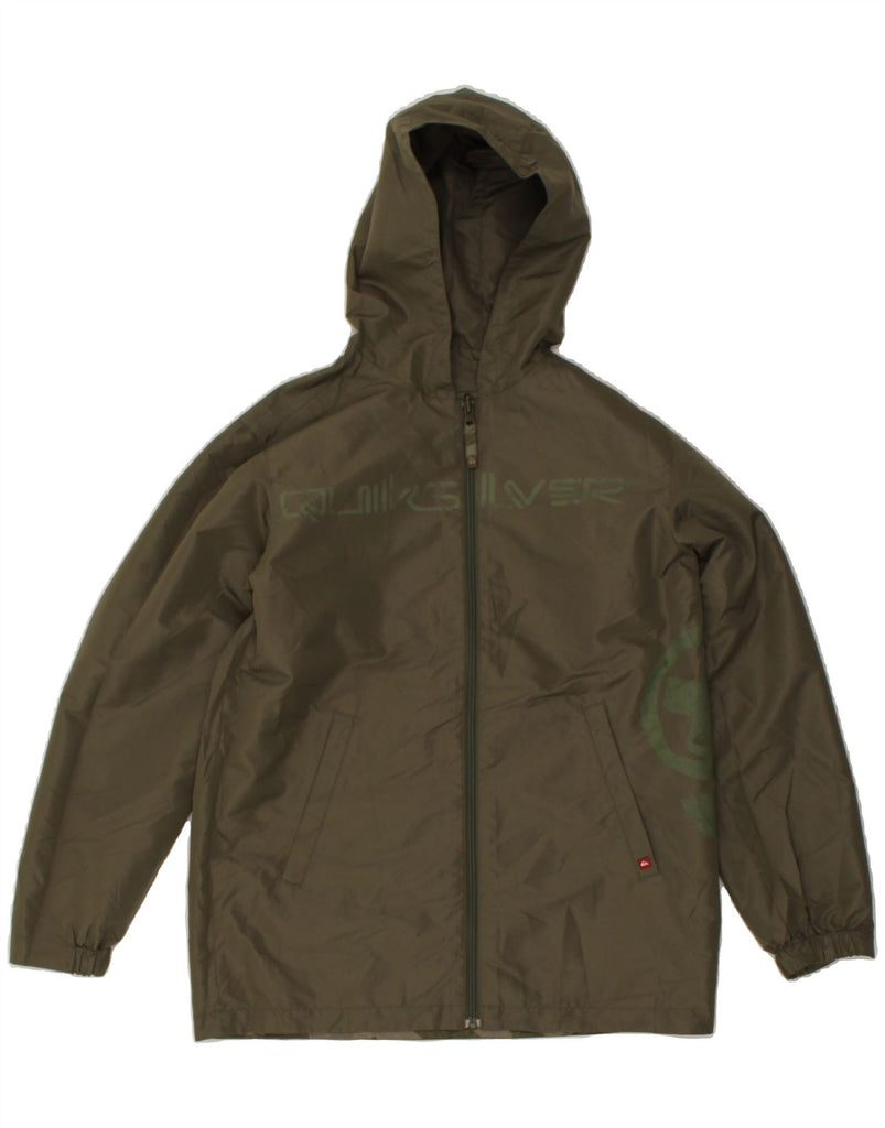 QUIKSILVER Boys Hooded Reversible Rain Jacket 13-14 Years Khaki Polyester | Vintage Quiksilver | Thrift | Second-Hand Quiksilver | Used Clothing | Messina Hembry 