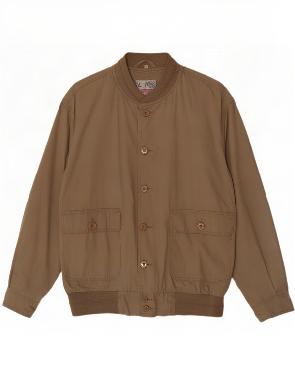 Vintage Mens Bomber Jacket IT 52 XL Beige Cotton
