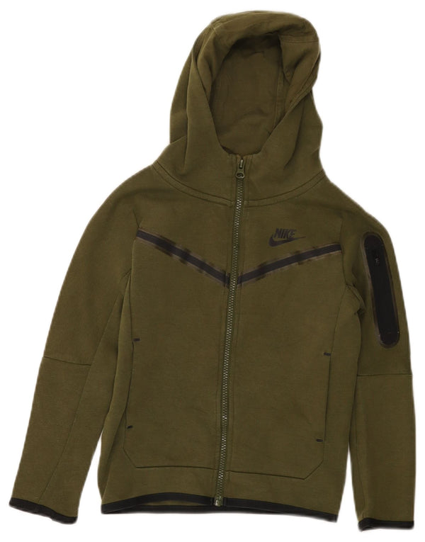 Nike Boys Zip Hoodie Sweater 7-8 Years XS Khaki Cotton