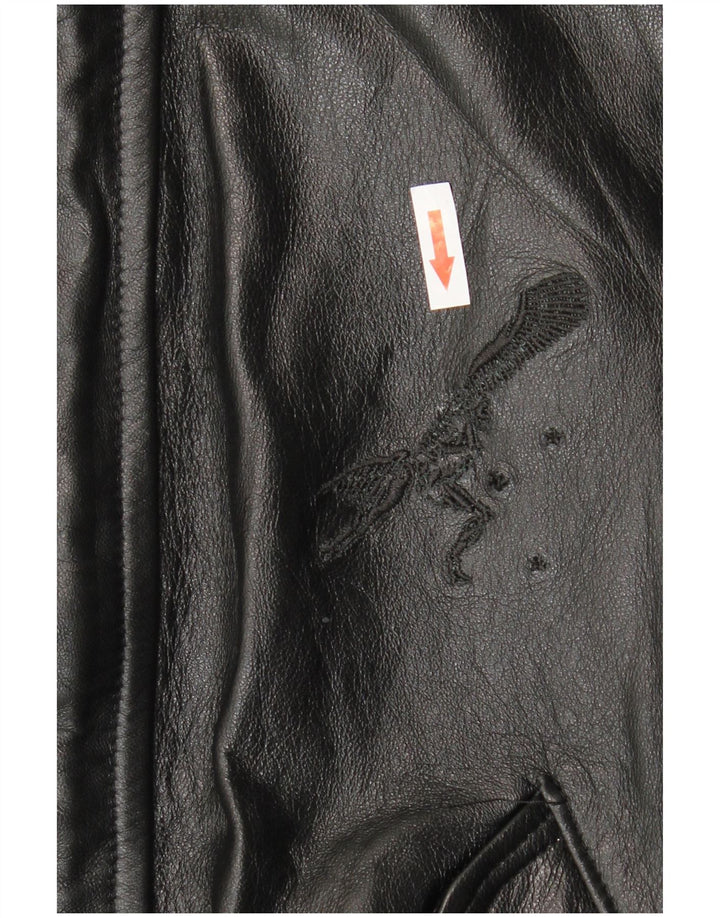 VINTAGE Mens Leather Jacket UK 36 Small Black Leather