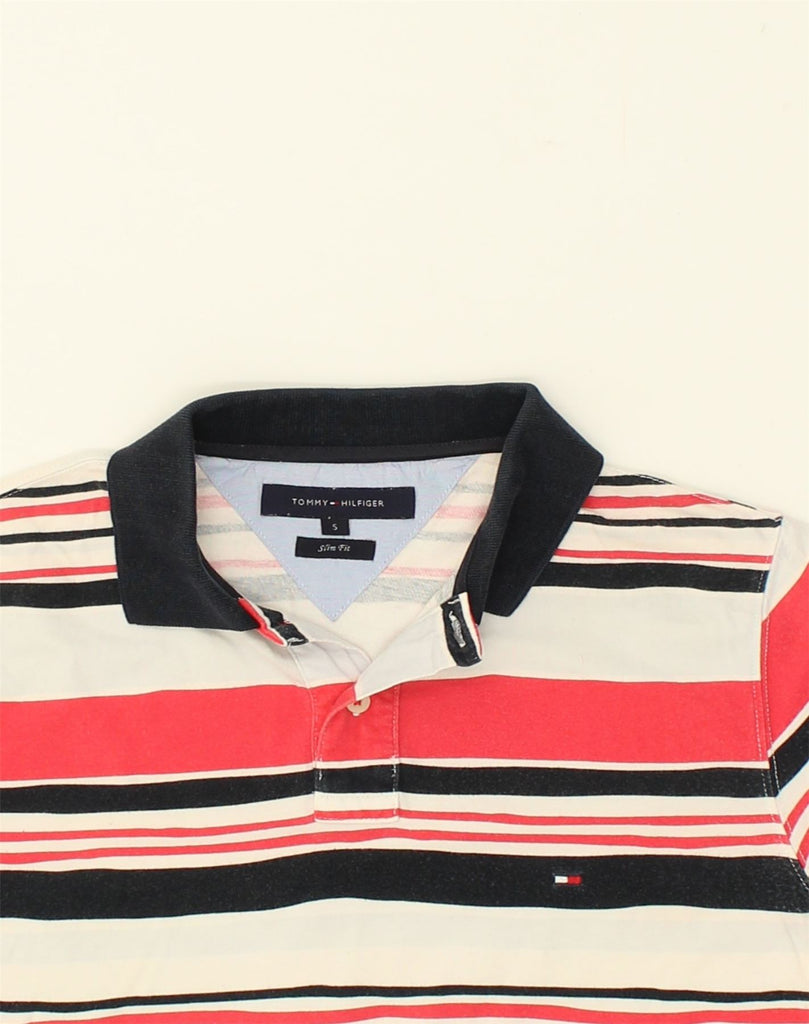 TOMMY HILFIGER Mens Slim Fit Polo Shirt Small Multicoloured Striped Cotton | Vintage Tommy Hilfiger | Thrift | Second-Hand Tommy Hilfiger | Used Clothing | Messina Hembry 