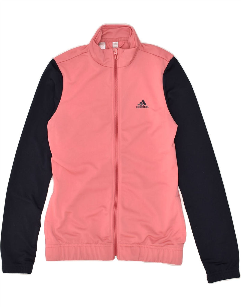 ADIDAS Girls Graphic Tracksuit Top Jacket 13-14 Years Pink Colourblock | Vintage Adidas | Thrift | Second-Hand Adidas | Used Clothing | Messina Hembry 