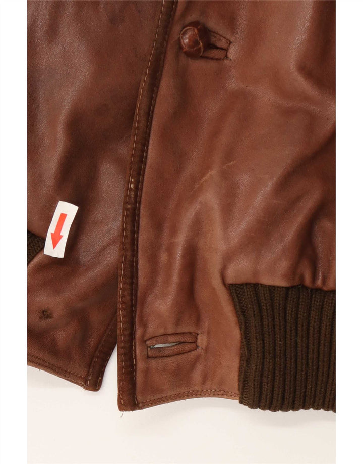 Vintage Mens Leather Jacket UK 36 Small Brown