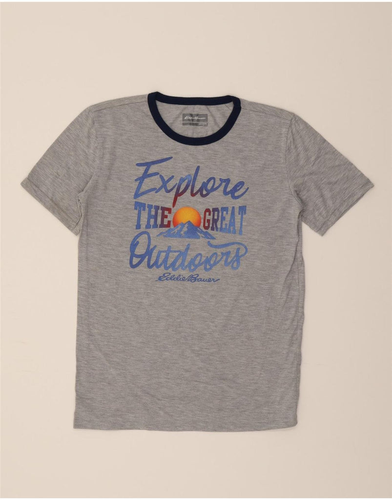 EDDIE BAUER Boys Graphic T-Shirt Top 14-15 Years Large Grey Cotton Vintage Eddie Bauer and Second-Hand Eddie Bauer from Messina Hembry 
