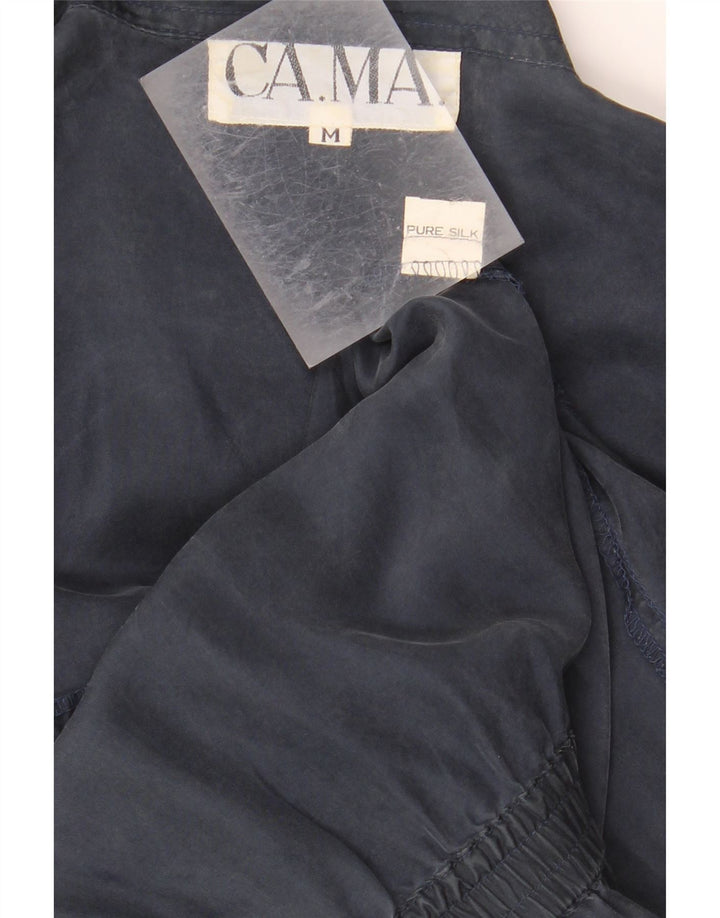 VINTAGE Womens Playsuit UK 14 Medium  Navy Blue Silk