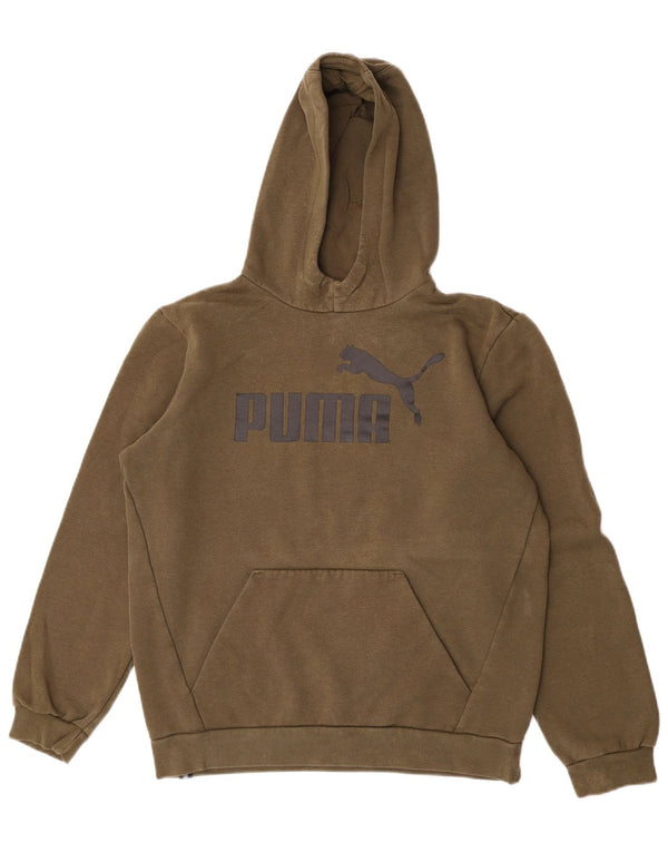 Puma Boys Graphic Hoodie Jumper 15-16 Years Khaki Cotton