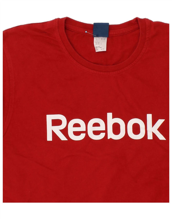 REEBOK Mens Graphic T-Shirt Top Small Red Cotton Vintage Reebok and Second-Hand Reebok from Messina Hembry 