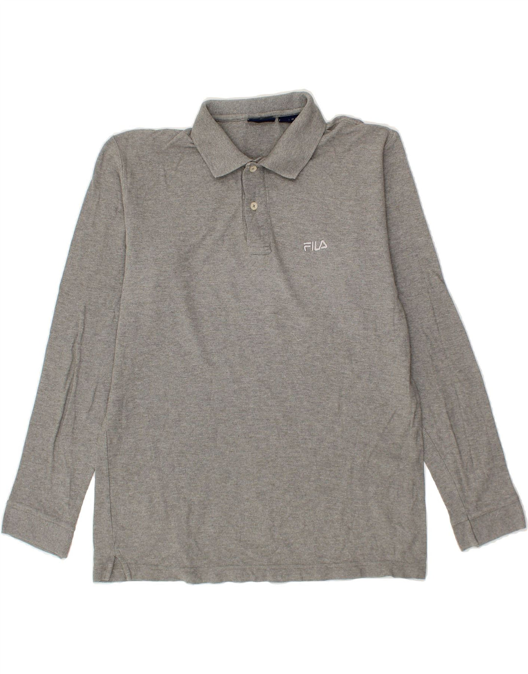 FILA Mens Long Sleeve Polo Shirt Medium Grey Cotton Vintage Fila and Second-Hand Fila from Messina Hembry 