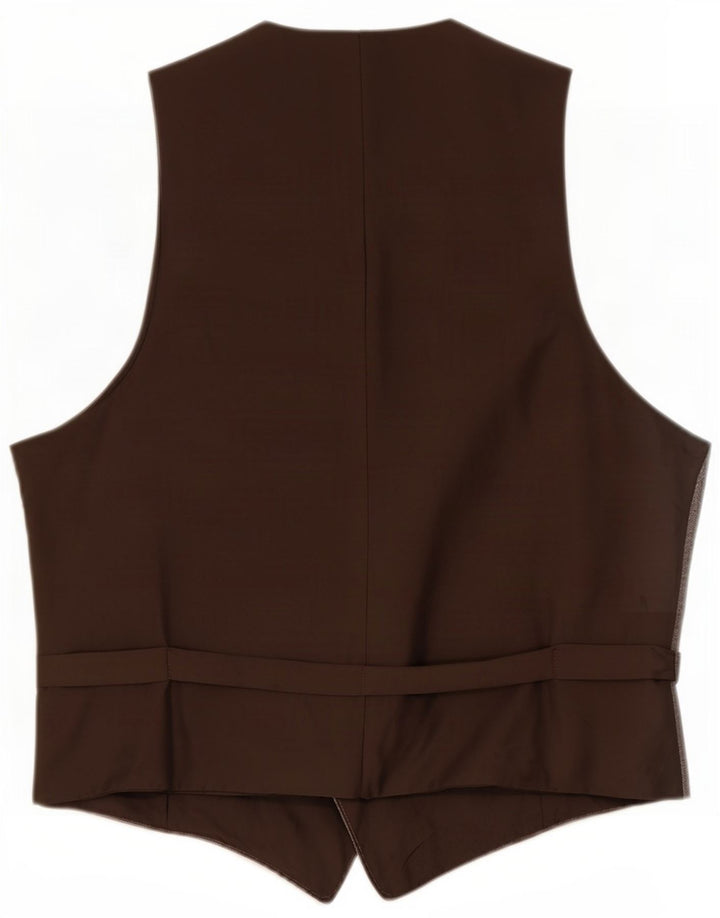 Vintage Mens Waistcoat Small Brown Herringbone