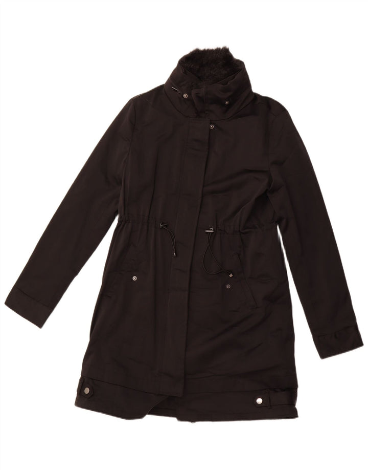 ZARA Womens Overcoat UK 6 XS Black Polyester