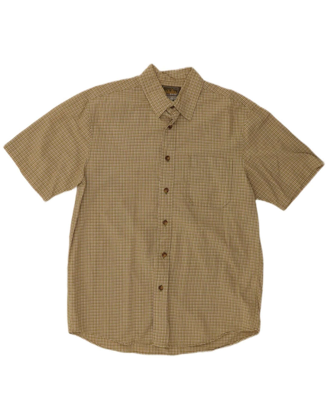 EDDIE BAUER Mens Short Sleeve Shirt Medium Khaki Check Cotton