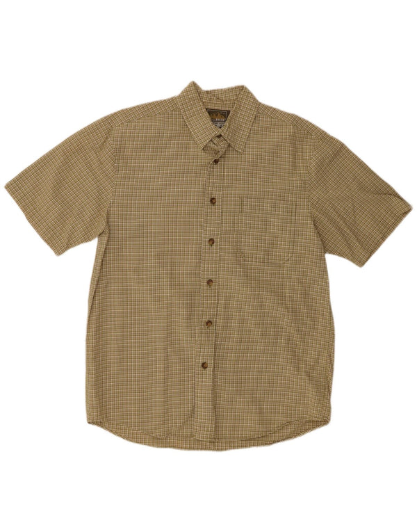 EDDIE BAUER Mens Short Sleeve Shirt Medium Khaki Check Cotton