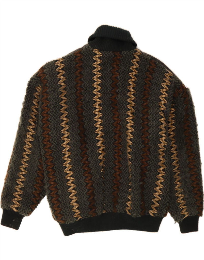 VINTAGE Mens Cardigan Sweater IT 52/54 Large Grey Striped Polyacrylic Vintage Vintage and Second-Hand Vintage from Messina Hembry 